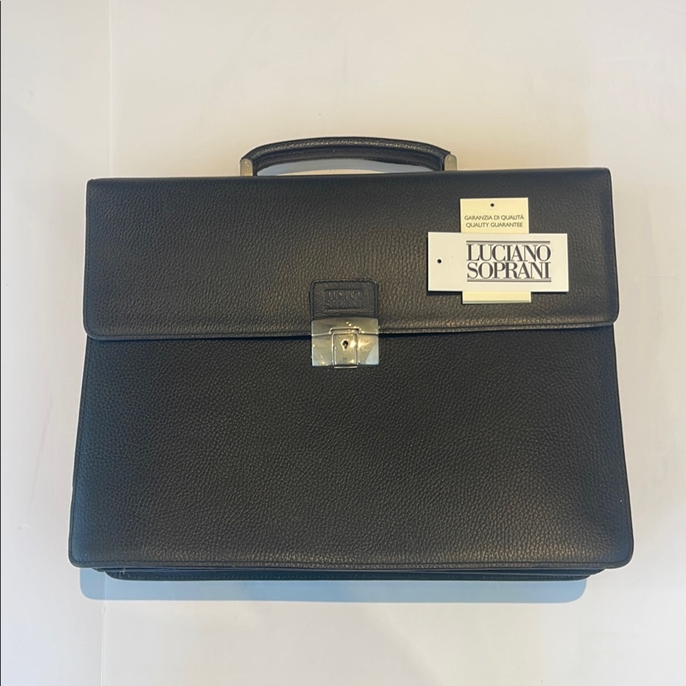 Luciano Soprani Black Briefcase Never Used
